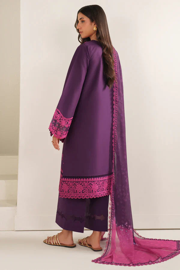 Farasha | Summer Weaves Embroidered lawn'26 | Magenta Silk