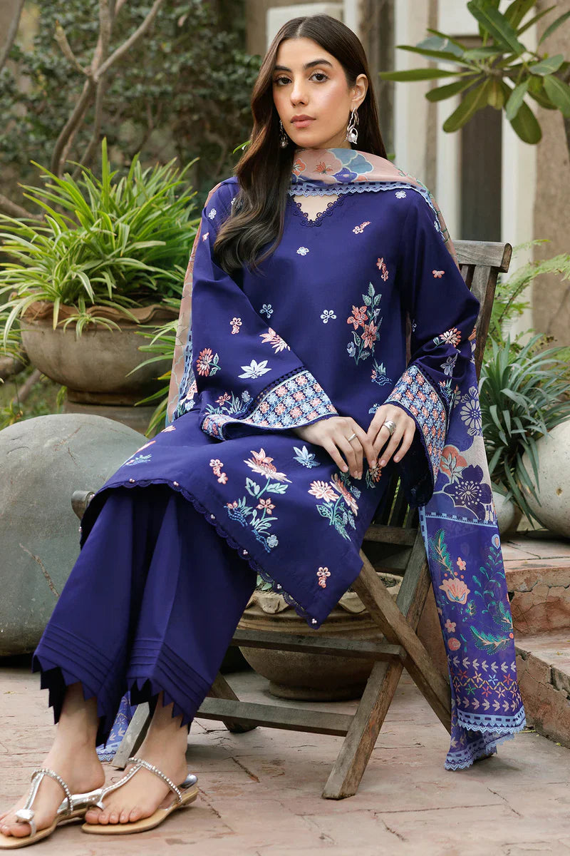 Farasha | Summer Weaves Embroidered lawn'26 | Indigo Glow