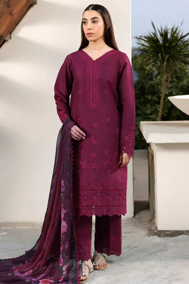 Farasha | Summer Weaves Embroidered lawn'26 | Garnet Passion