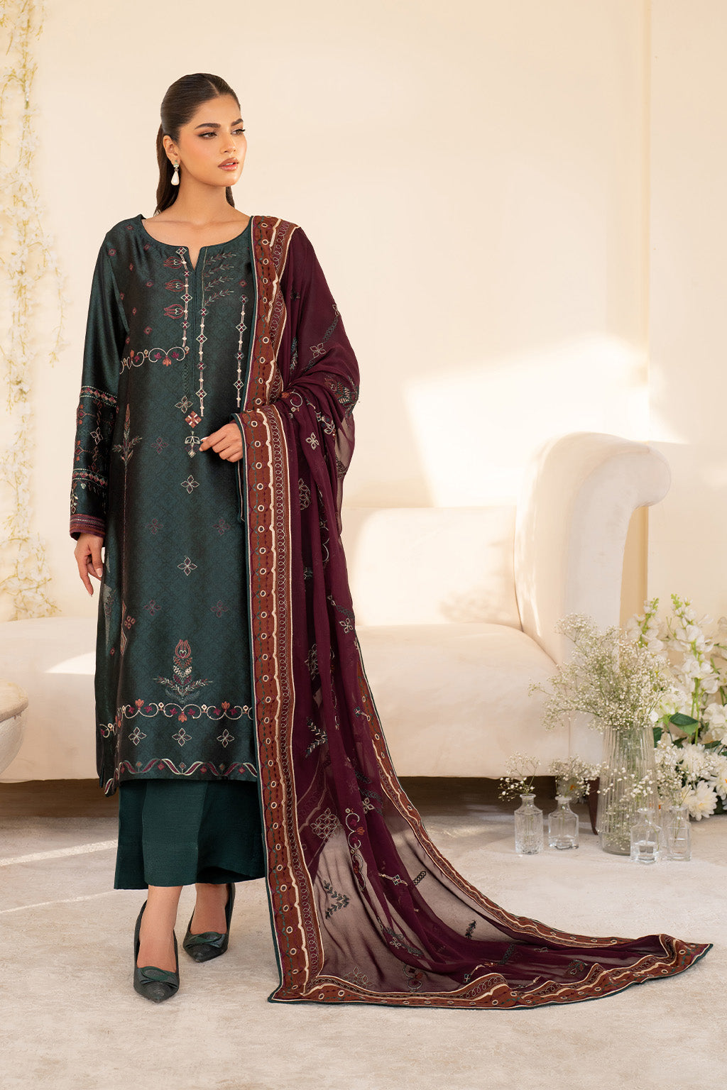 Iznik | Festive Formal | UE-435 Embroidered Pure silk