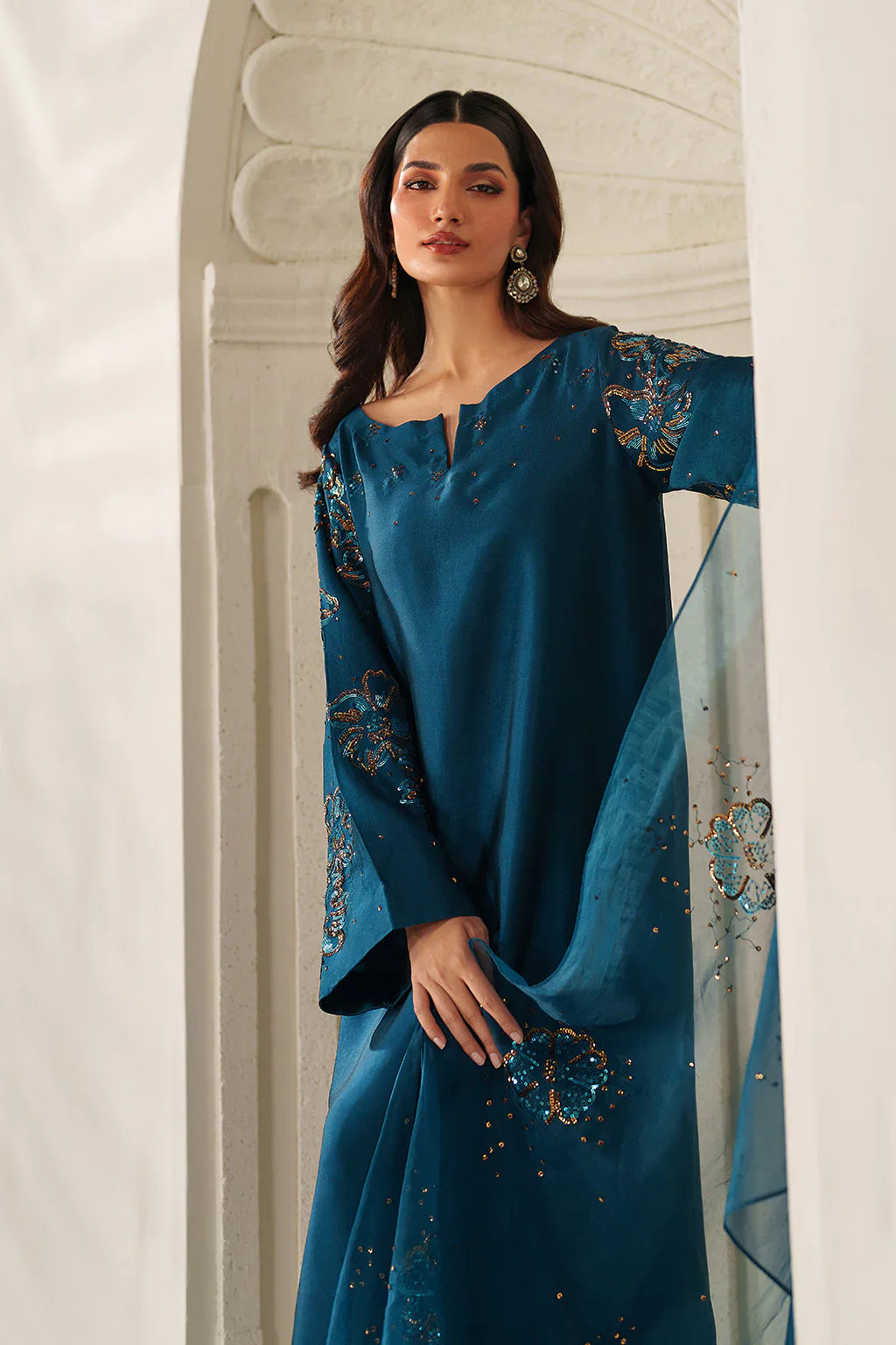 Iznik | Festive Formals | UE-616 Embroidered Ramen Silk