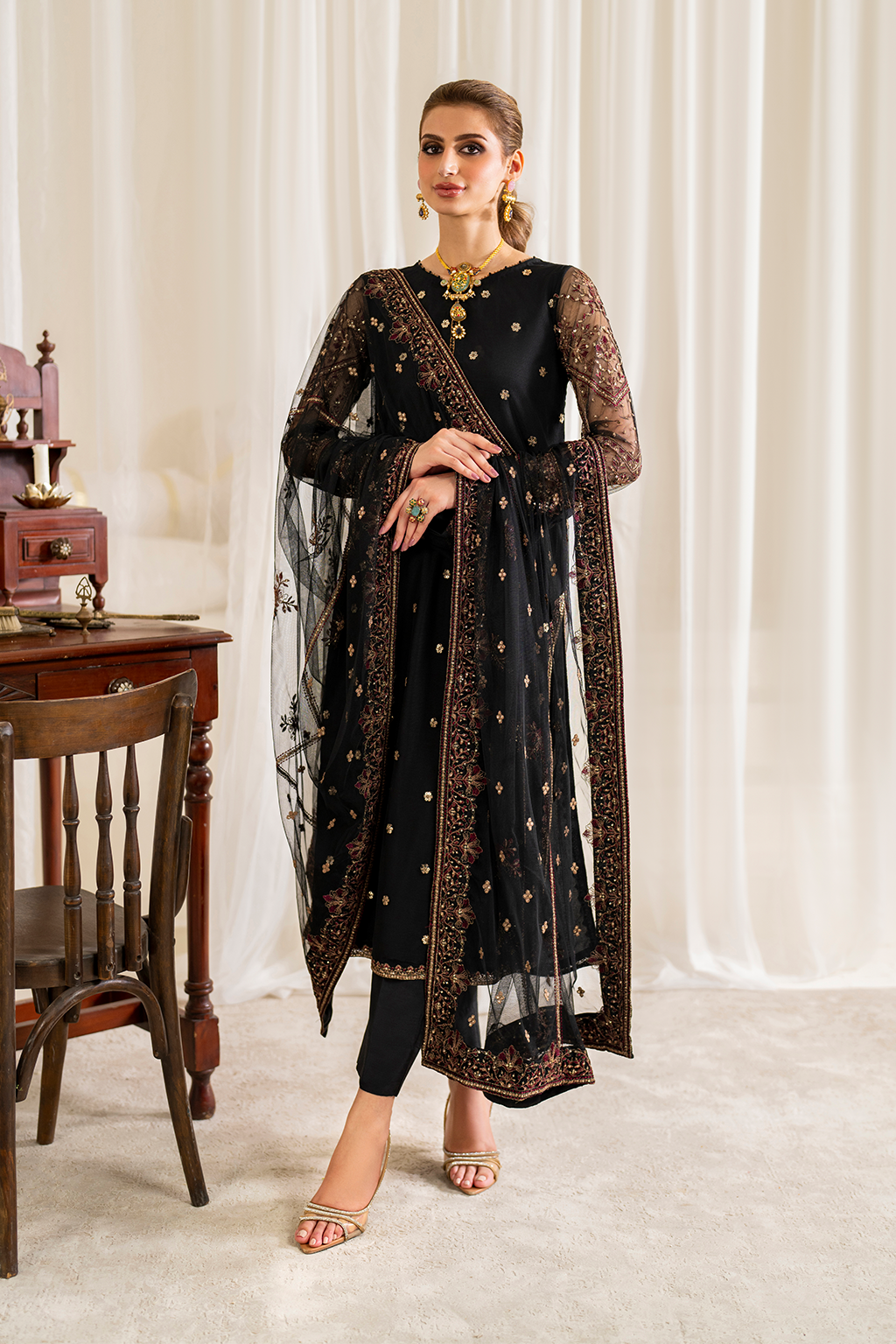 Iznik | Exclusive Formals | UE-288 Embroidered Net