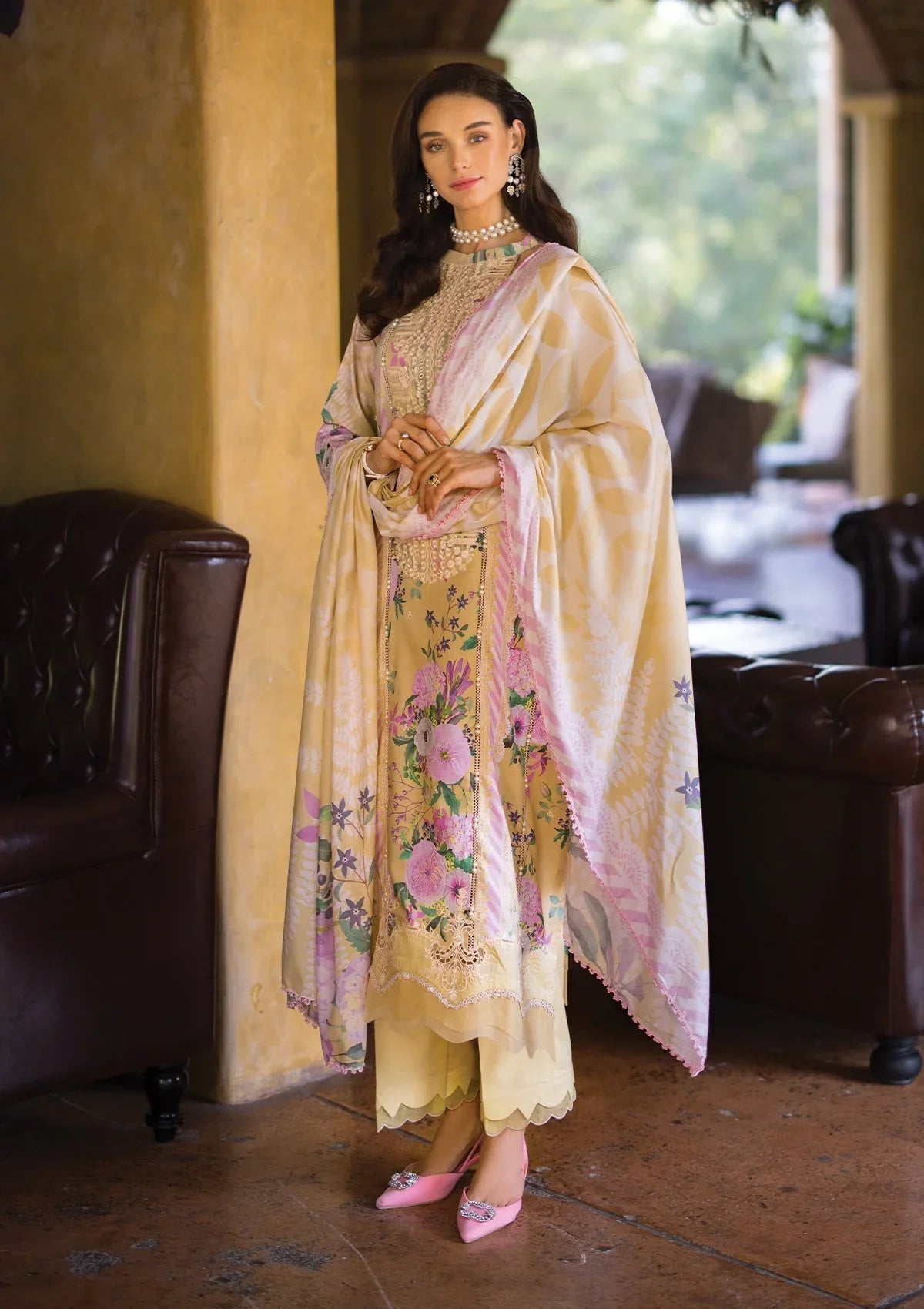 Elaf Premium Print Chikankari Lawn 3Pc Suit ECT-04A TWINKLE