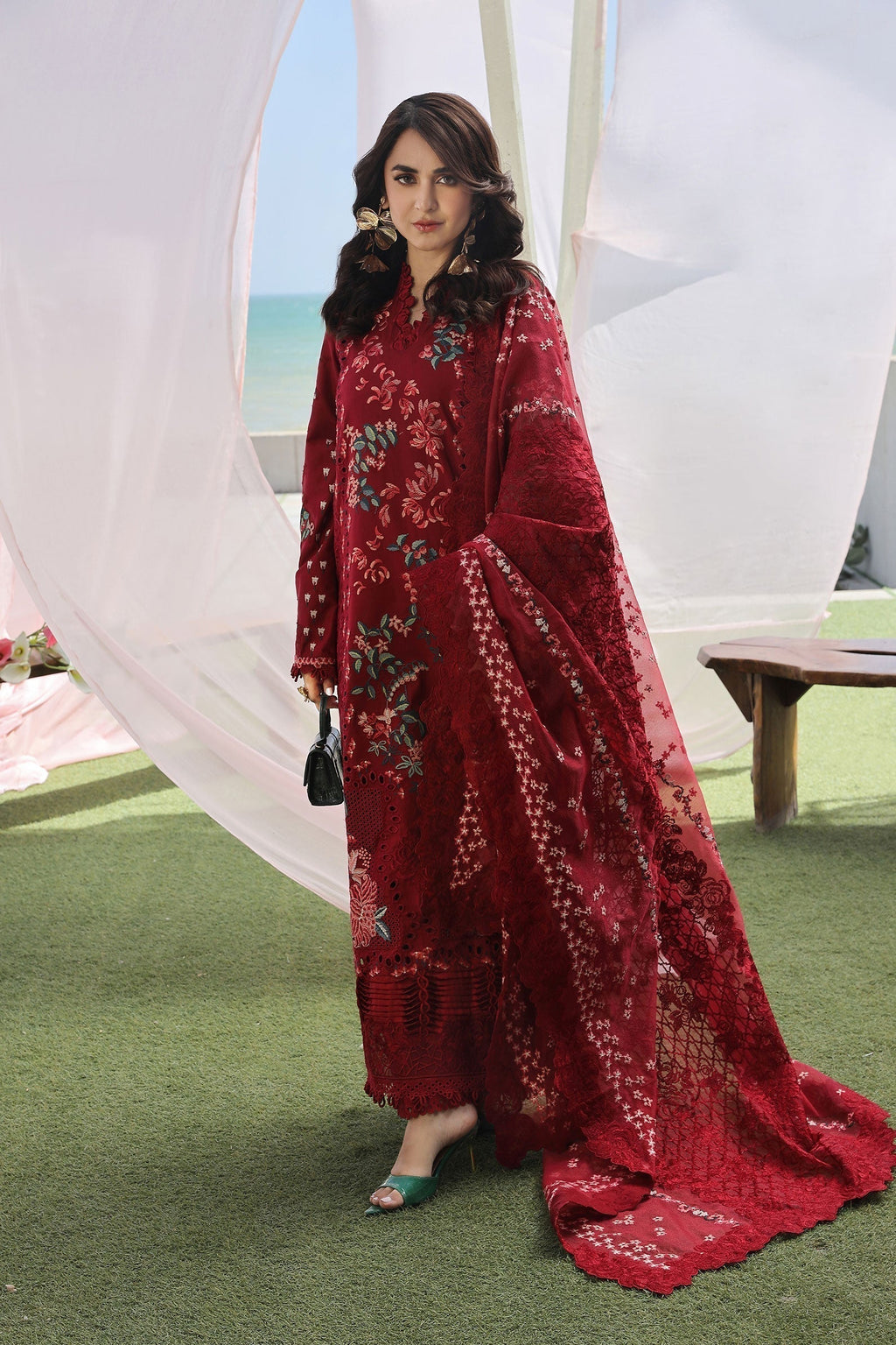Maryam Hussain | Luxury Lawn 24 | CRIMSON - Riwayat-e-Khas