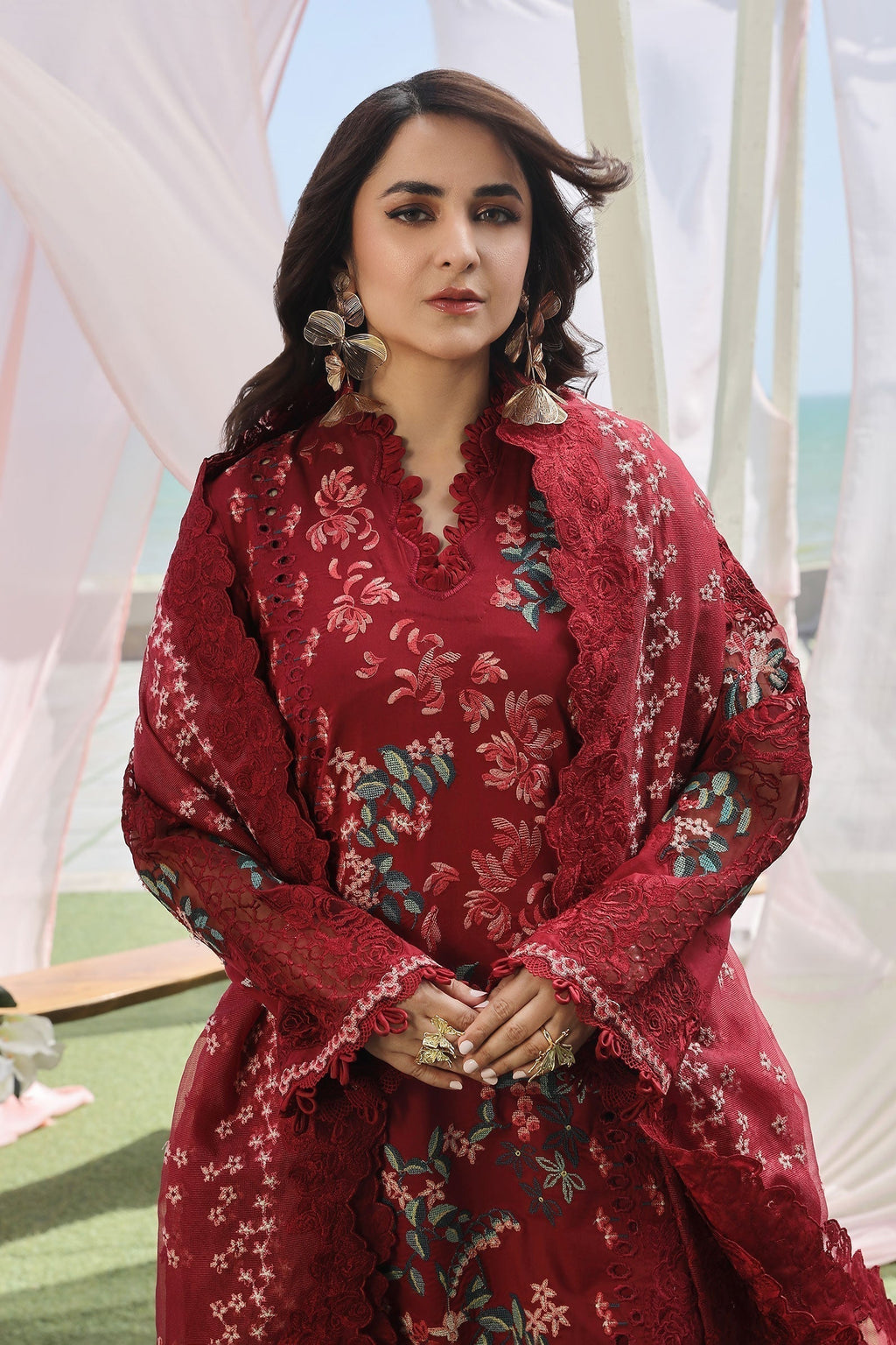 Maryam Hussain | Luxury Lawn 24 | CRIMSON - Riwayat-e-Khas