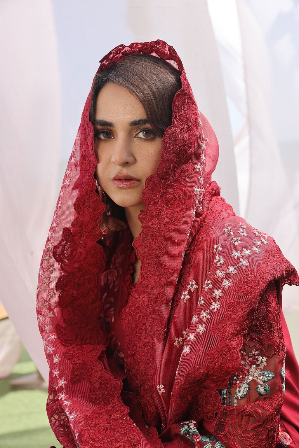 Maryam Hussain | Luxury Lawn 24 | CRIMSON - Riwayat-e-Khas