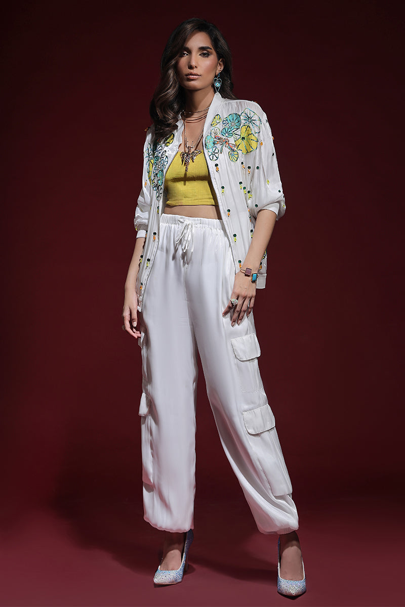 Wardha Saleem | Luxury Pret Fusion Wear | ZARA BOMBER JACKET WITH CARGO PANTS (2PC) - Riwayat-e-Khas