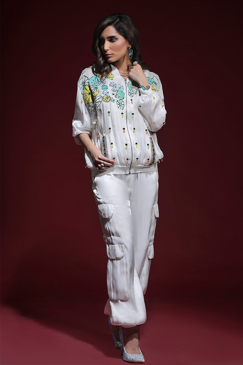 Wardha Saleem | Luxury Pret Fusion Wear | ZARA BOMBER JACKET WITH CARGO PANTS (2PC) - Riwayat-e-Khas