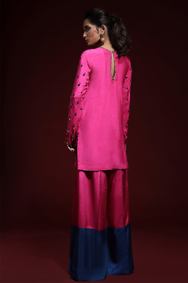Wardha Saleem | Luxury Pret Fusion Wear | LUXURA (HOT PINK) CORD-SET (2PC) - Riwayat-e-Khas