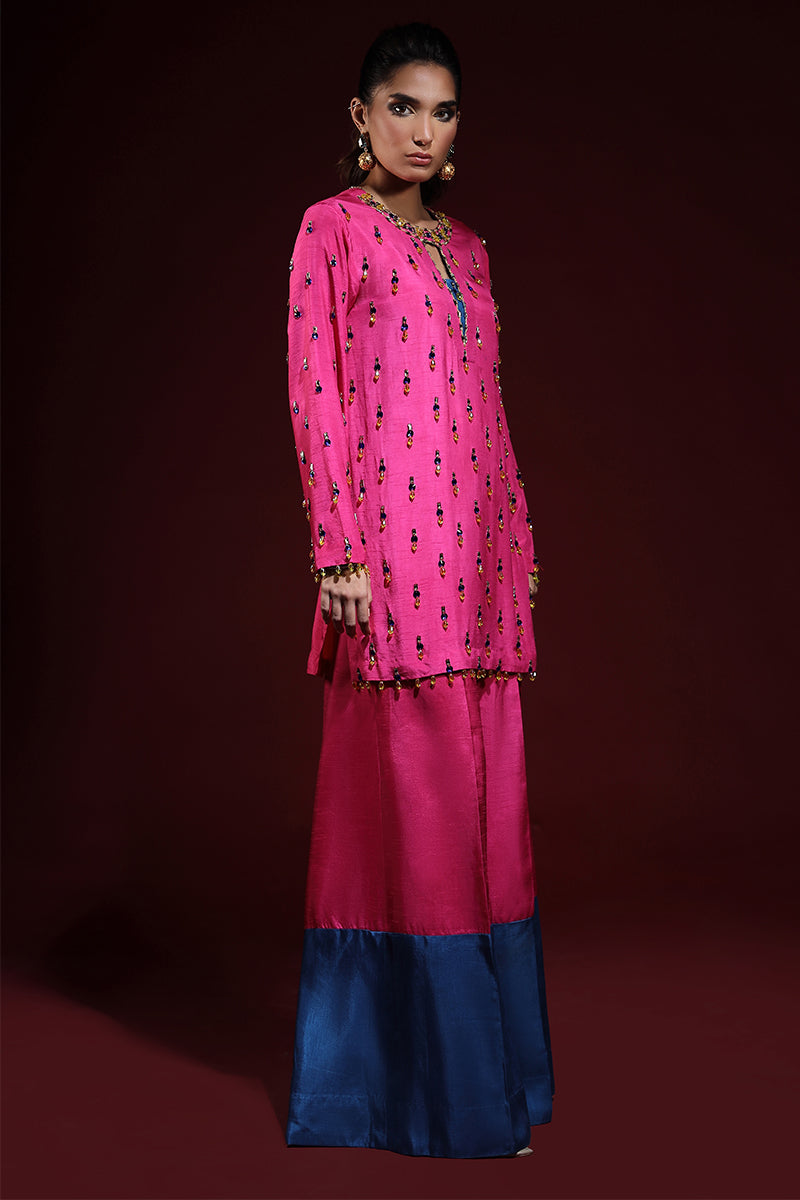 Wardha Saleem | Luxury Pret Fusion Wear | LUXURA (HOT PINK) CORD-SET (2PC) - Riwayat-e-Khas