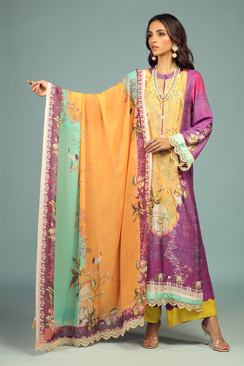 Wardha Saleem | Luxury Pret Traditional Wear | JHAROKA SHIRT WITH DUPATTA ( 2 PC) - Riwayat-e-Khas