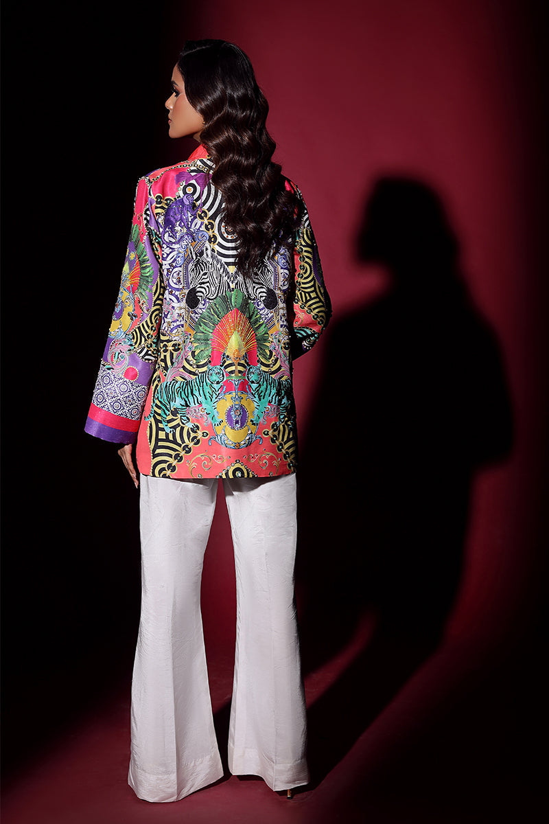 Wardha Saleem | Luxury Pret Fusion Wear | SAFARI JACKET WITH JUMPSUIT (2PC) - Riwayat-e-Khas