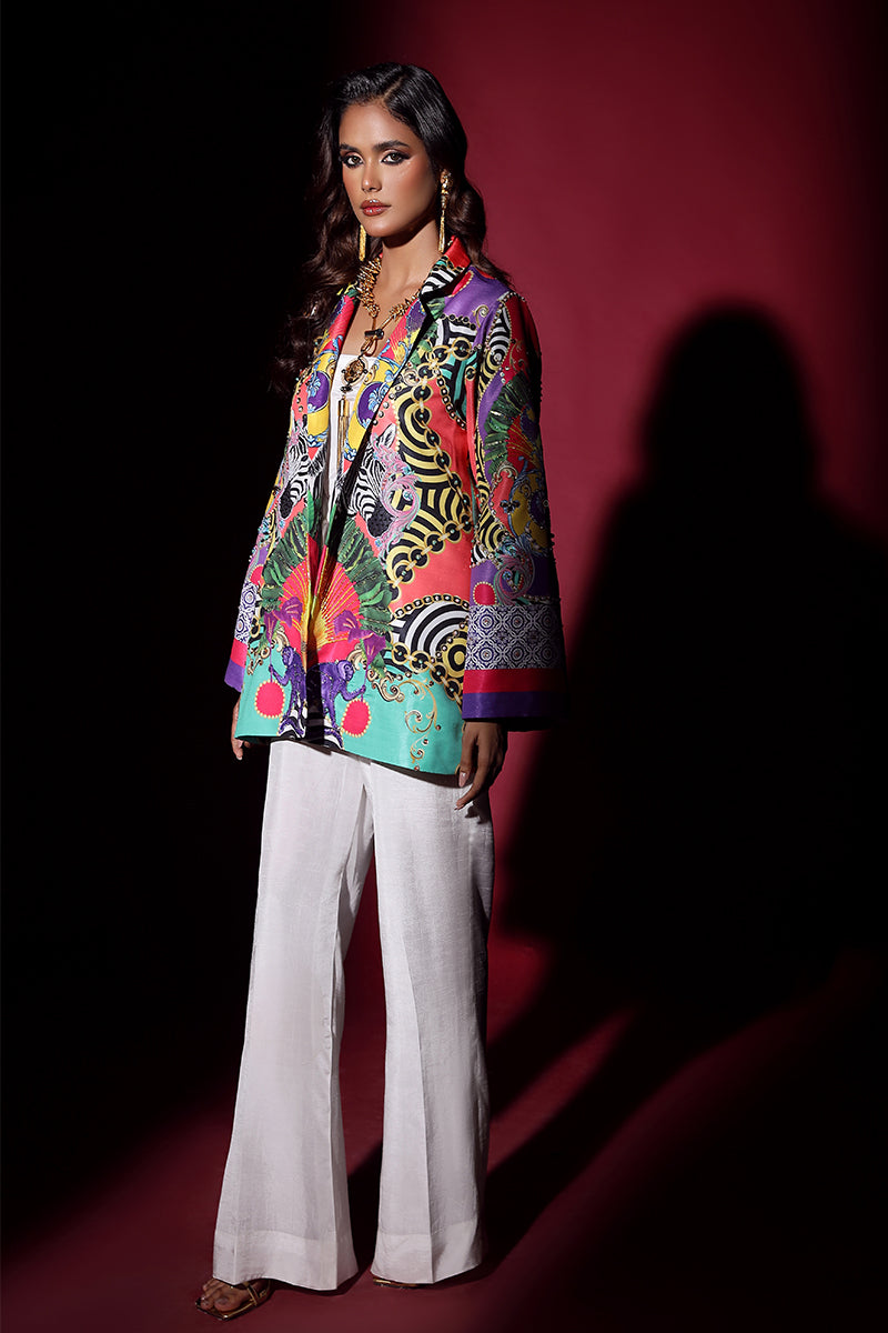 Wardha Saleem | Luxury Pret Fusion Wear | SAFARI JACKET WITH JUMPSUIT (2PC) - Riwayat-e-Khas