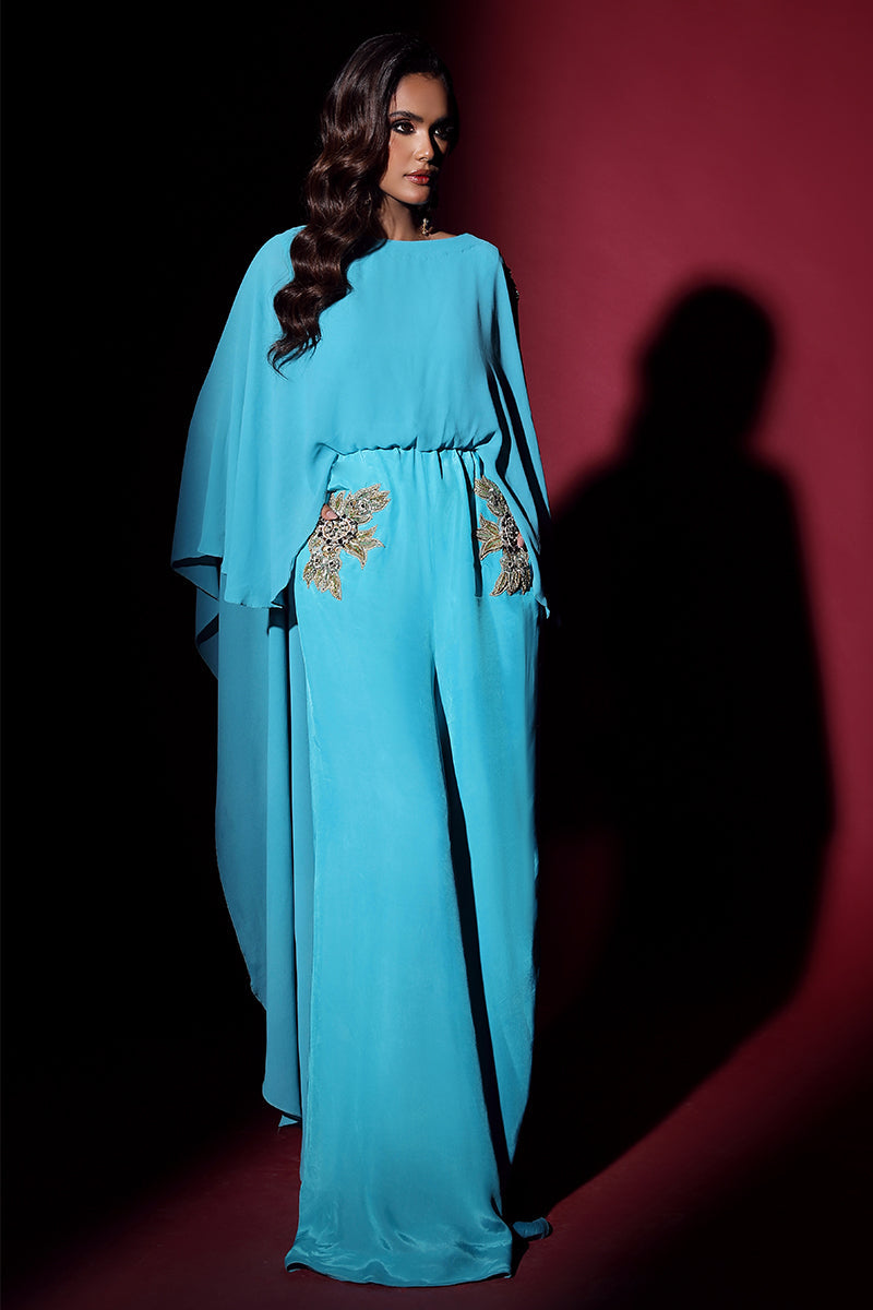 Wardha Saleem | Luxury Pret Fusion Wear | VOGUE JUMPSUIT DRAPE (1PC) - Riwayat-e-Khas