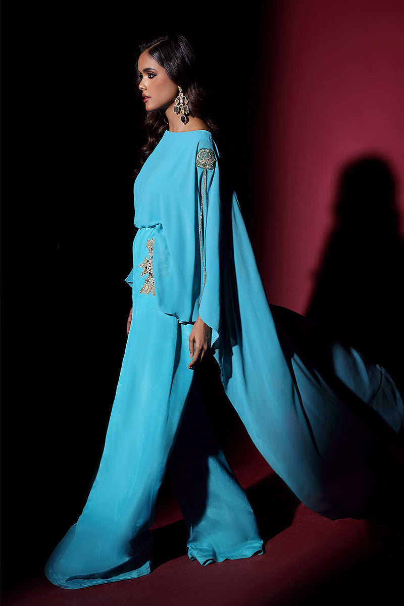 Wardha Saleem | Luxury Pret Fusion Wear | VOGUE JUMPSUIT DRAPE (1PC) - Riwayat-e-Khas