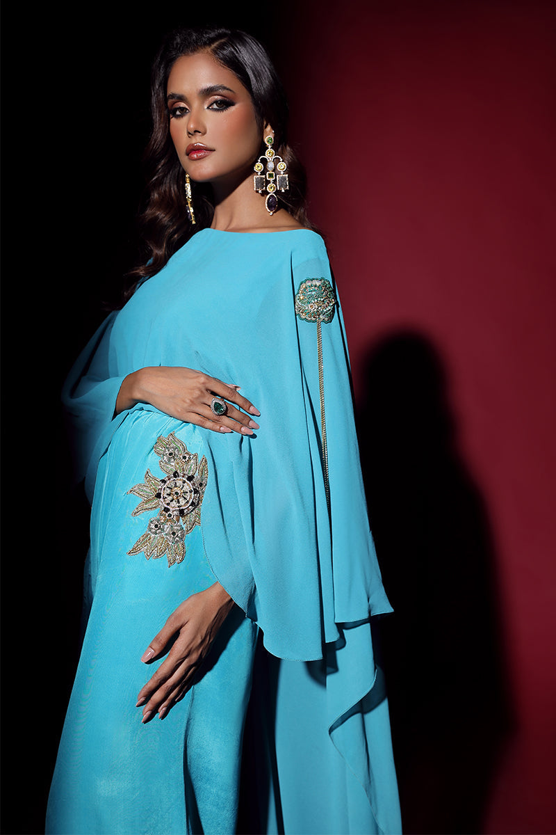 Wardha Saleem | Luxury Pret Fusion Wear | VOGUE JUMPSUIT DRAPE (1PC) - Riwayat-e-Khas