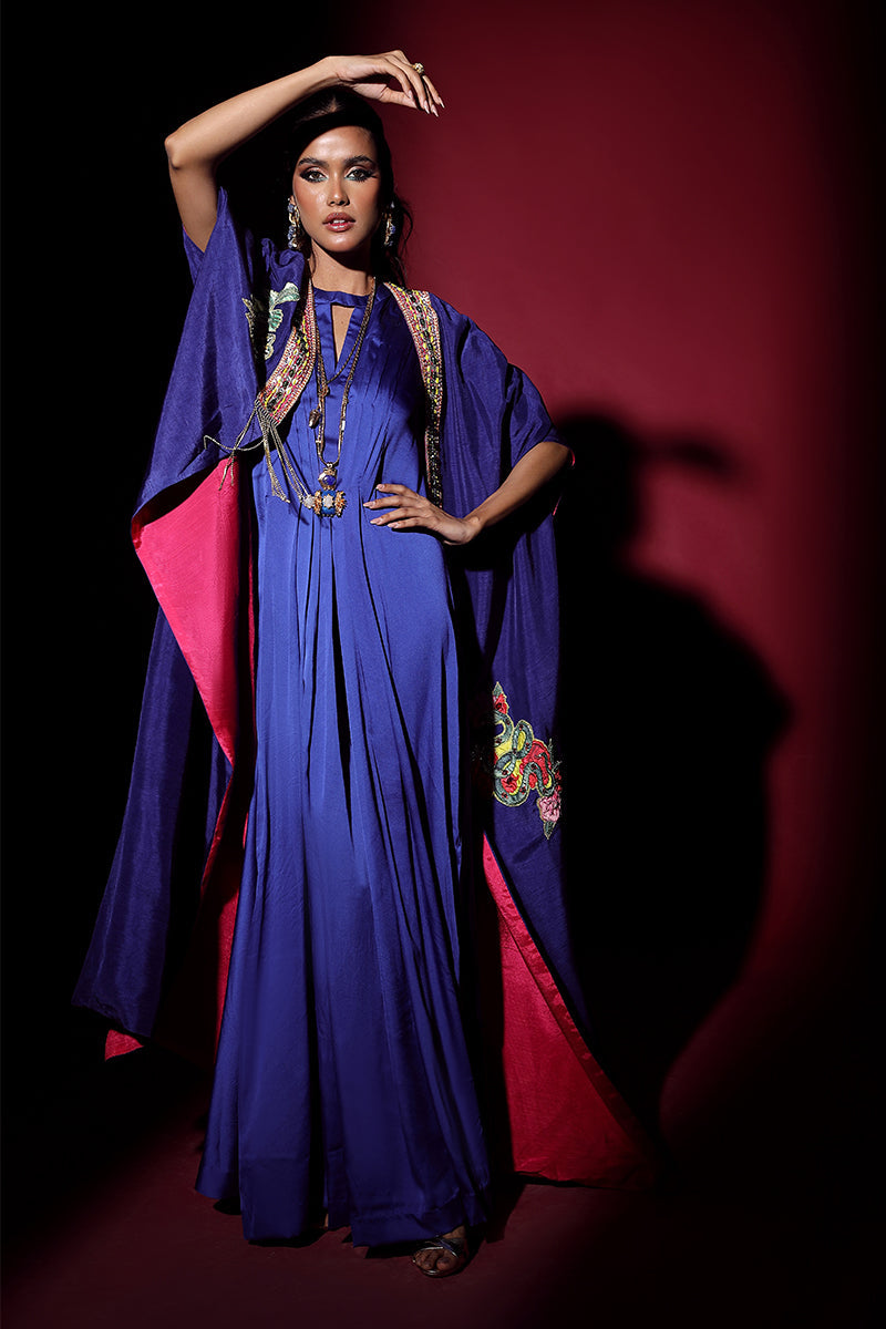 Wardha Saleem | Luxury Pret Fusion Wear | NOVA CAPE WITH DRAPE (2PC) - Riwayat-e-Khas