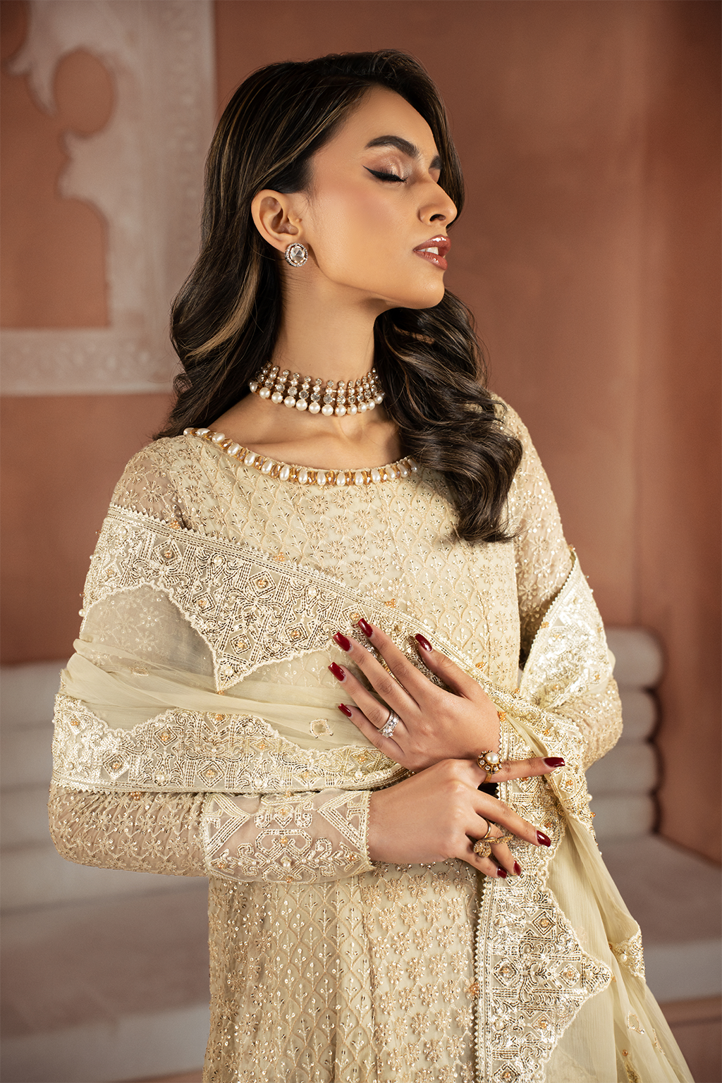Iznik | Chiffon Kari | ICK-06 Embroidered Chiffon - House Of Anaya