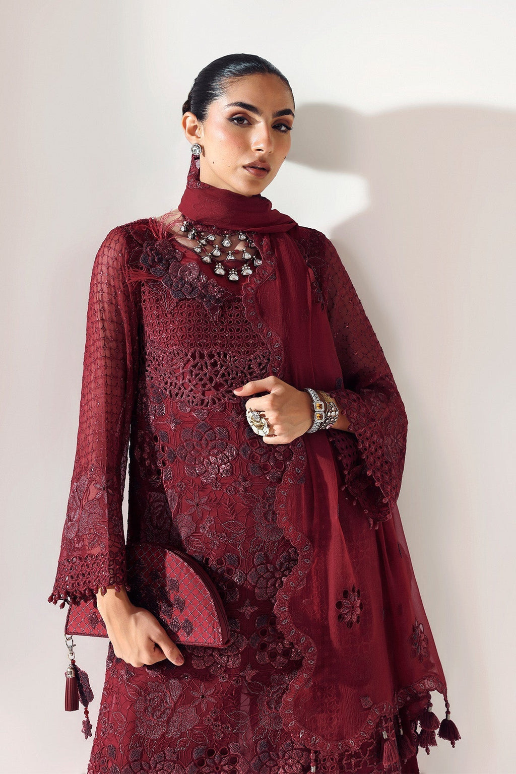 Alizeh | Aymal Luxury Bamber Chiffon | RIKA MAROON