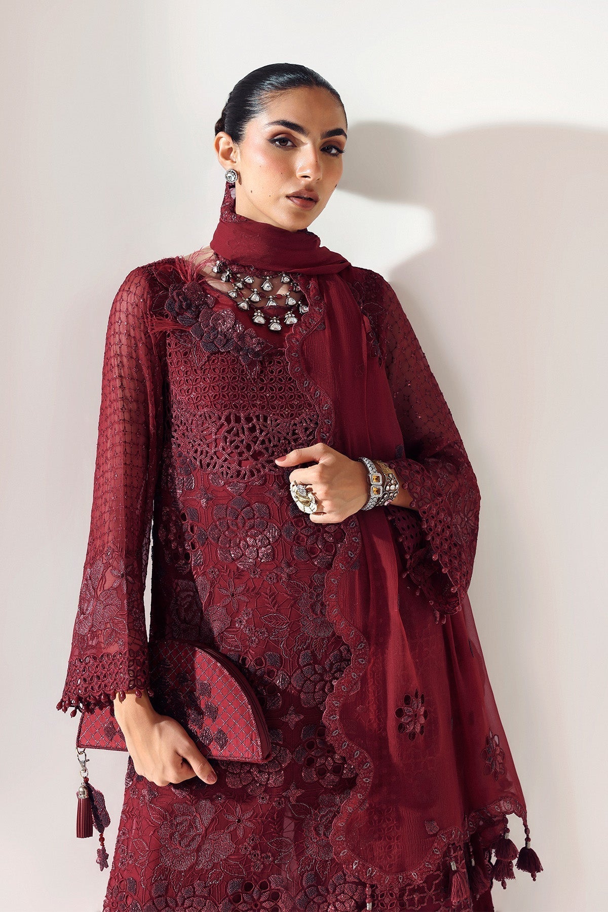 Alizeh | Aymal Luxury Bamber Chiffon | RIKA MAROON