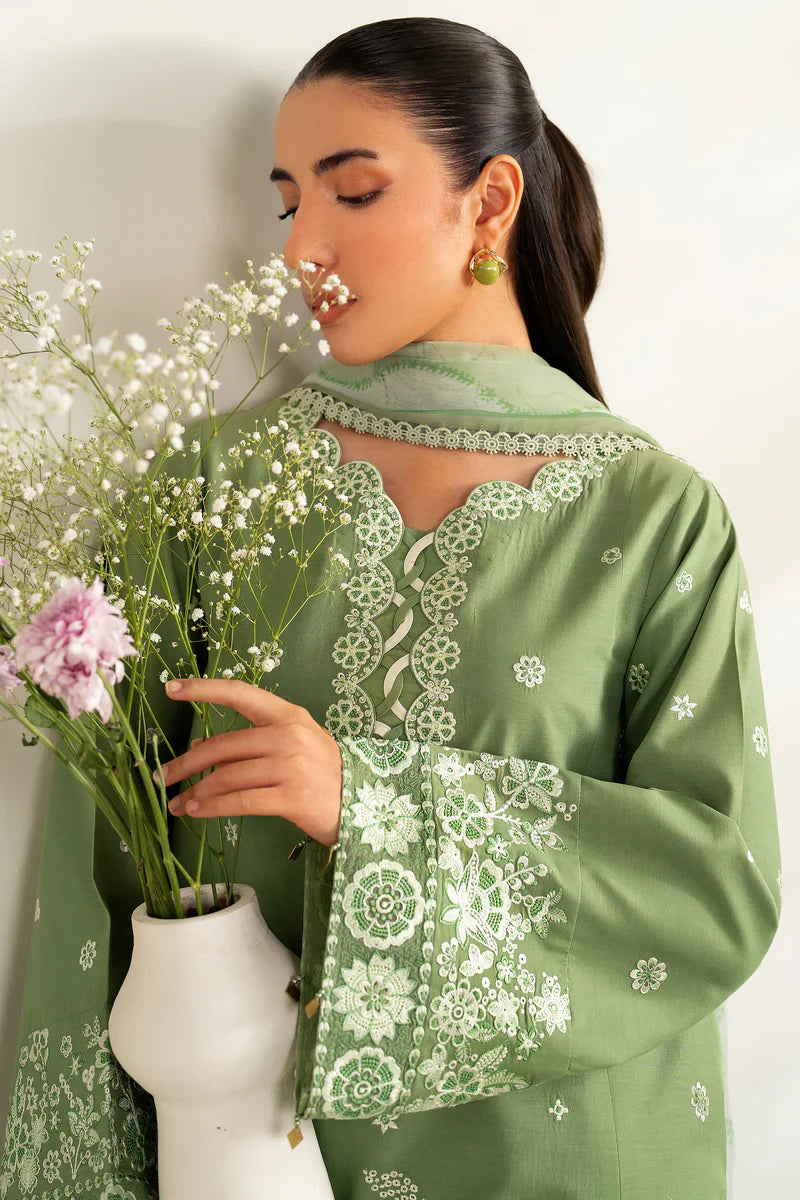 Farasha | Summer Weaves Embroidered lawn'26 | Dewy Sage