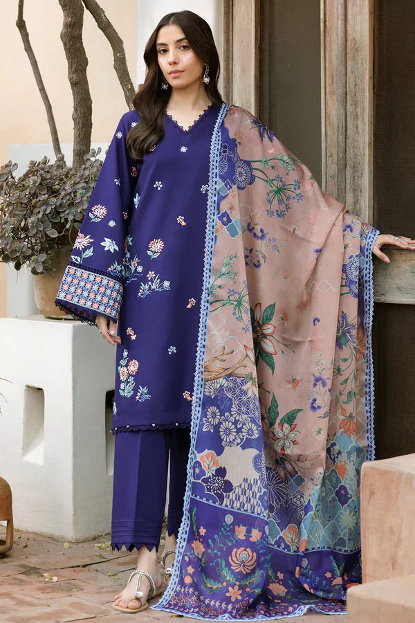 Farasha | Summer Weaves Embroidered lawn'26 | Indigo Glow