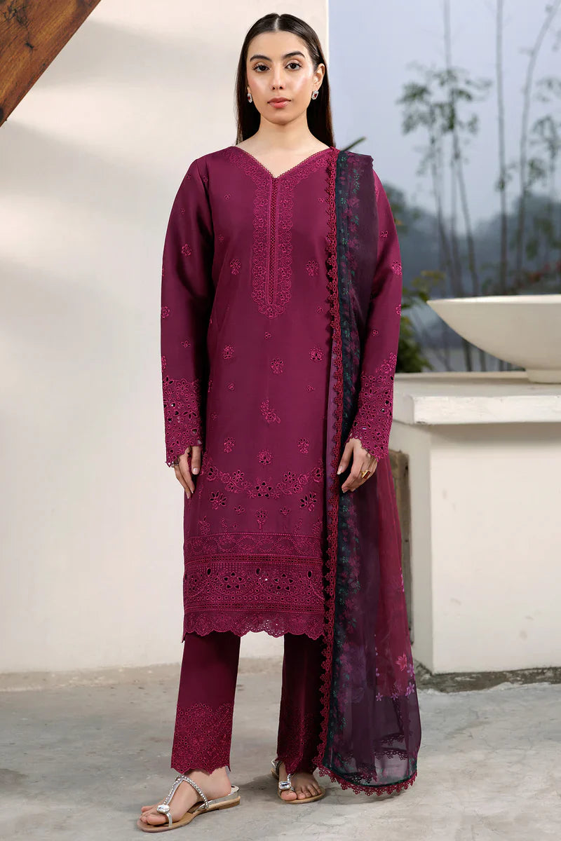 Farasha | Summer Weaves Embroidered lawn'26 | Garnet Passion