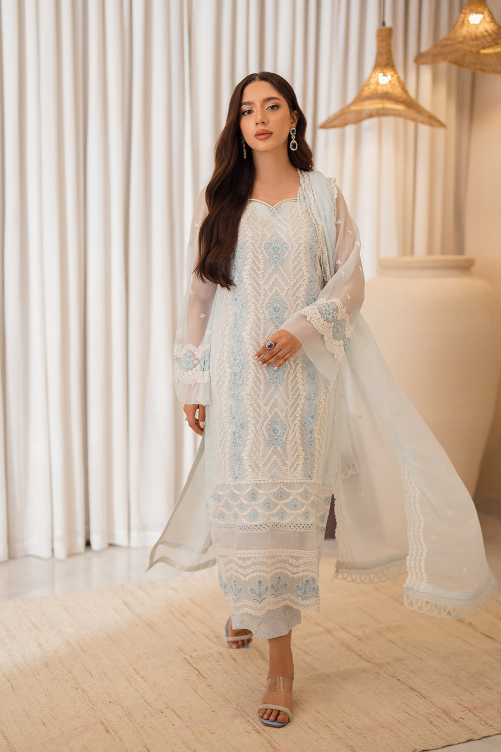 Azure | Ensembles Embroidered Formals | Ocean Whisper - Riwayat-e-Khas
