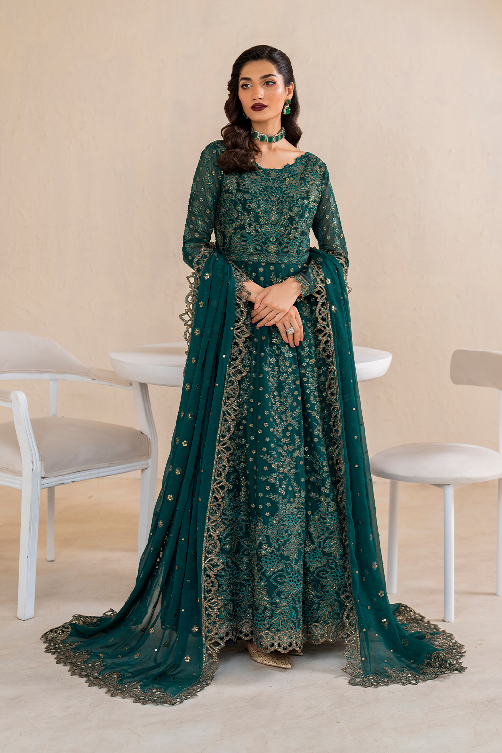 Iznik | Chinnon Chiffon | CC-47 Embroidered Chiffon - House Of Anaya