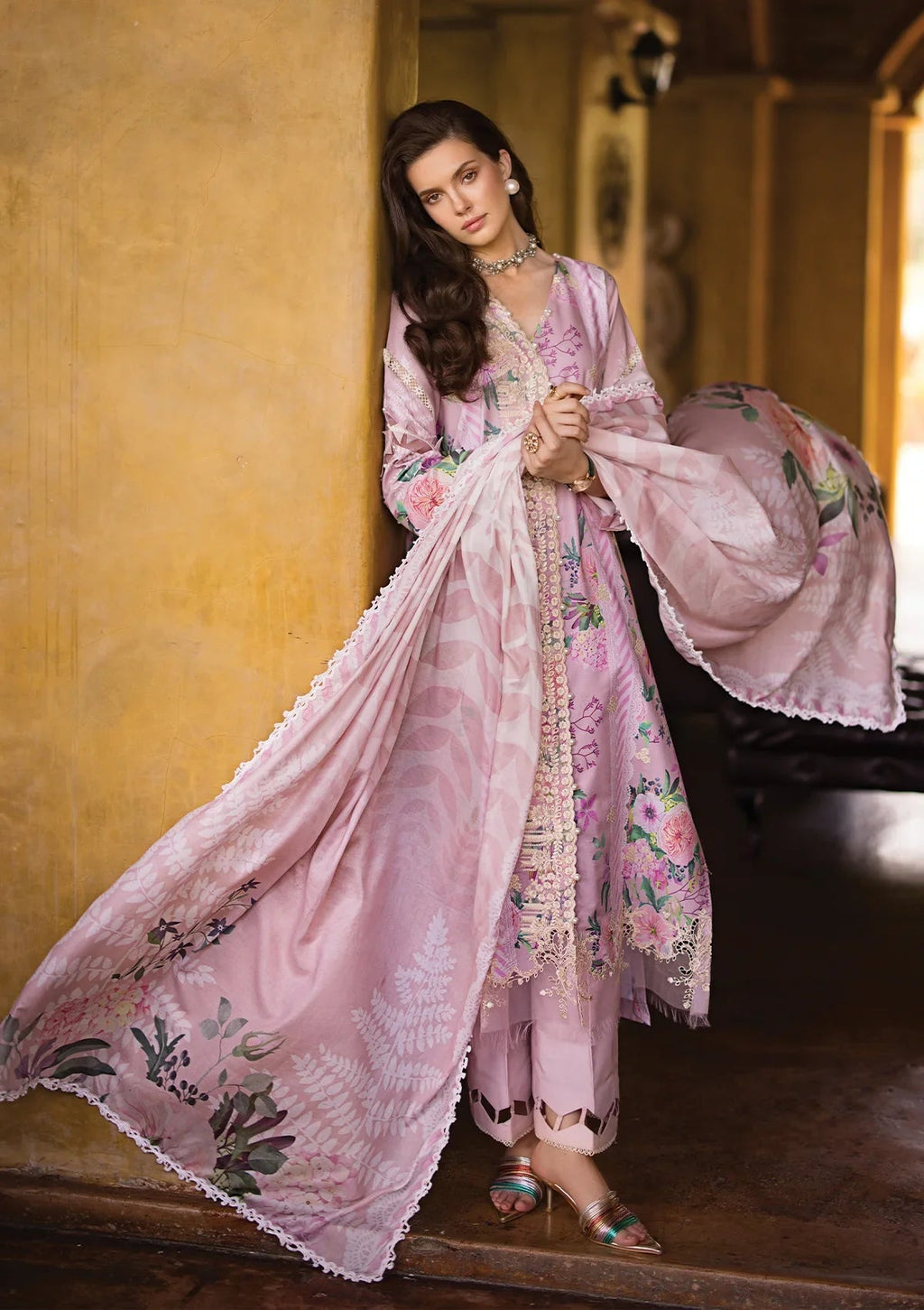 Elaf Premium Print Chikankari Lawn 3Pc Suit ECT-04B DELPHINE