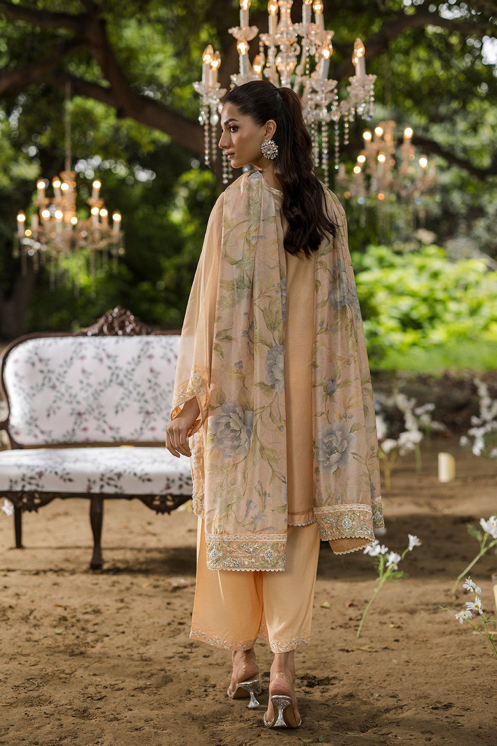 Dhanak | Jardin- Festive Stitched | SS25DU-3207 PEACH 3Pcs