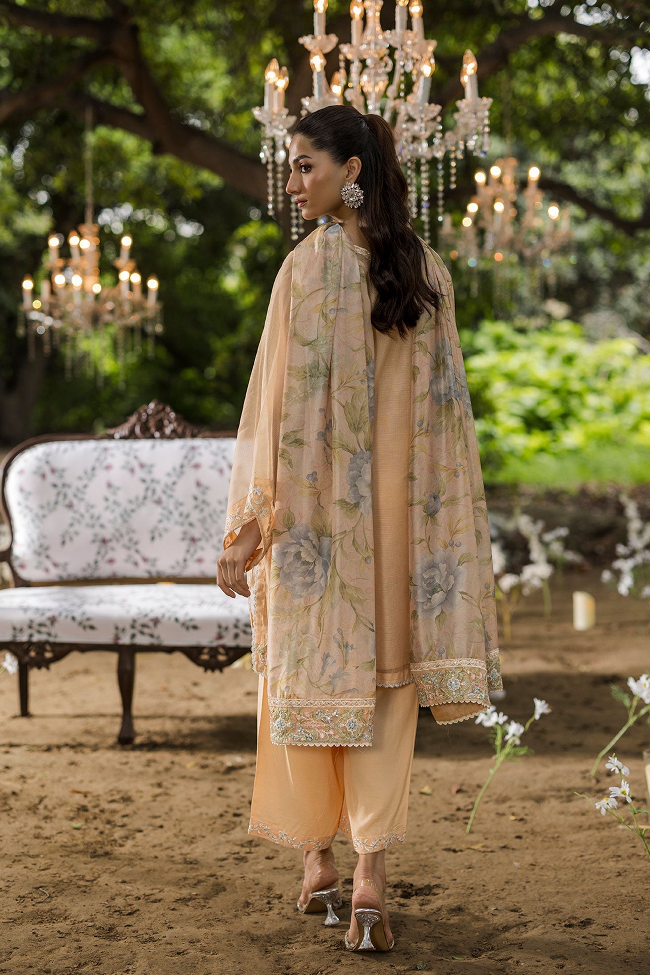 Dhanak | Jardin- Festive Stitched | SS25DU-3207 PEACH 3Pcs