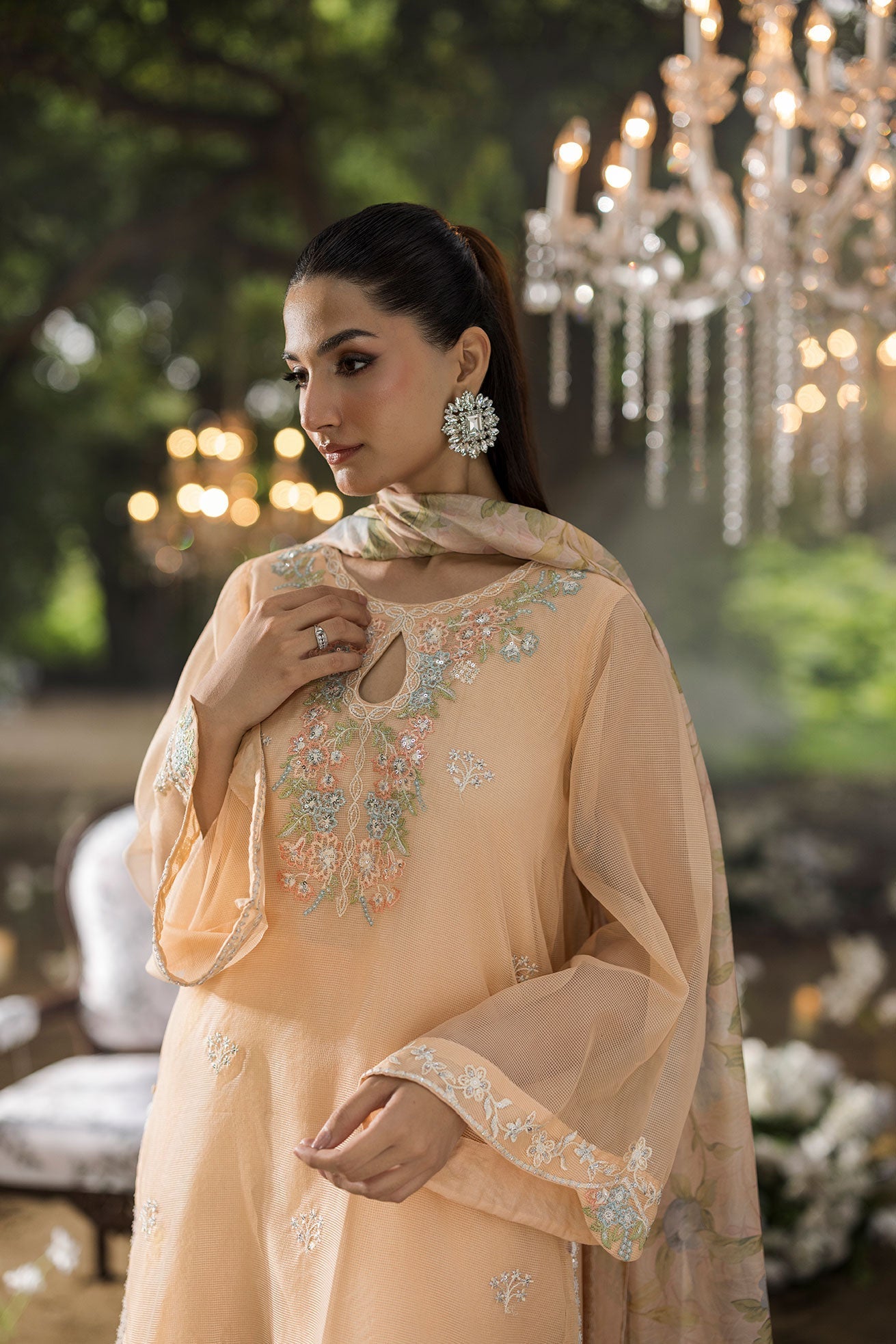 Dhanak | Jardin- Festive Stitched | SS25DU-3207 PEACH 3Pcs