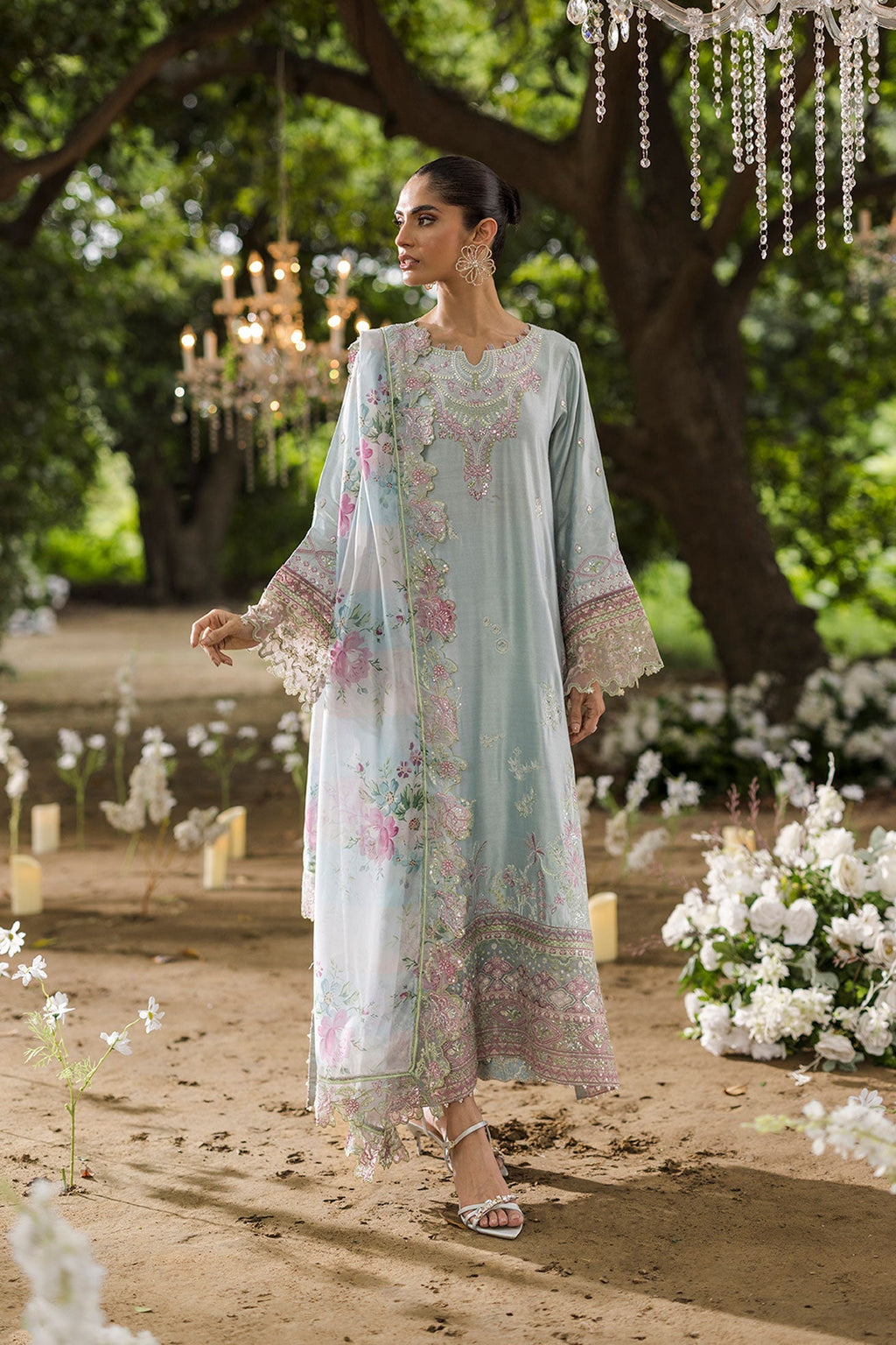 Dhanak | Jardin- Festive Stitched | SS25DU-3208 SKY BLUE 3Pcs