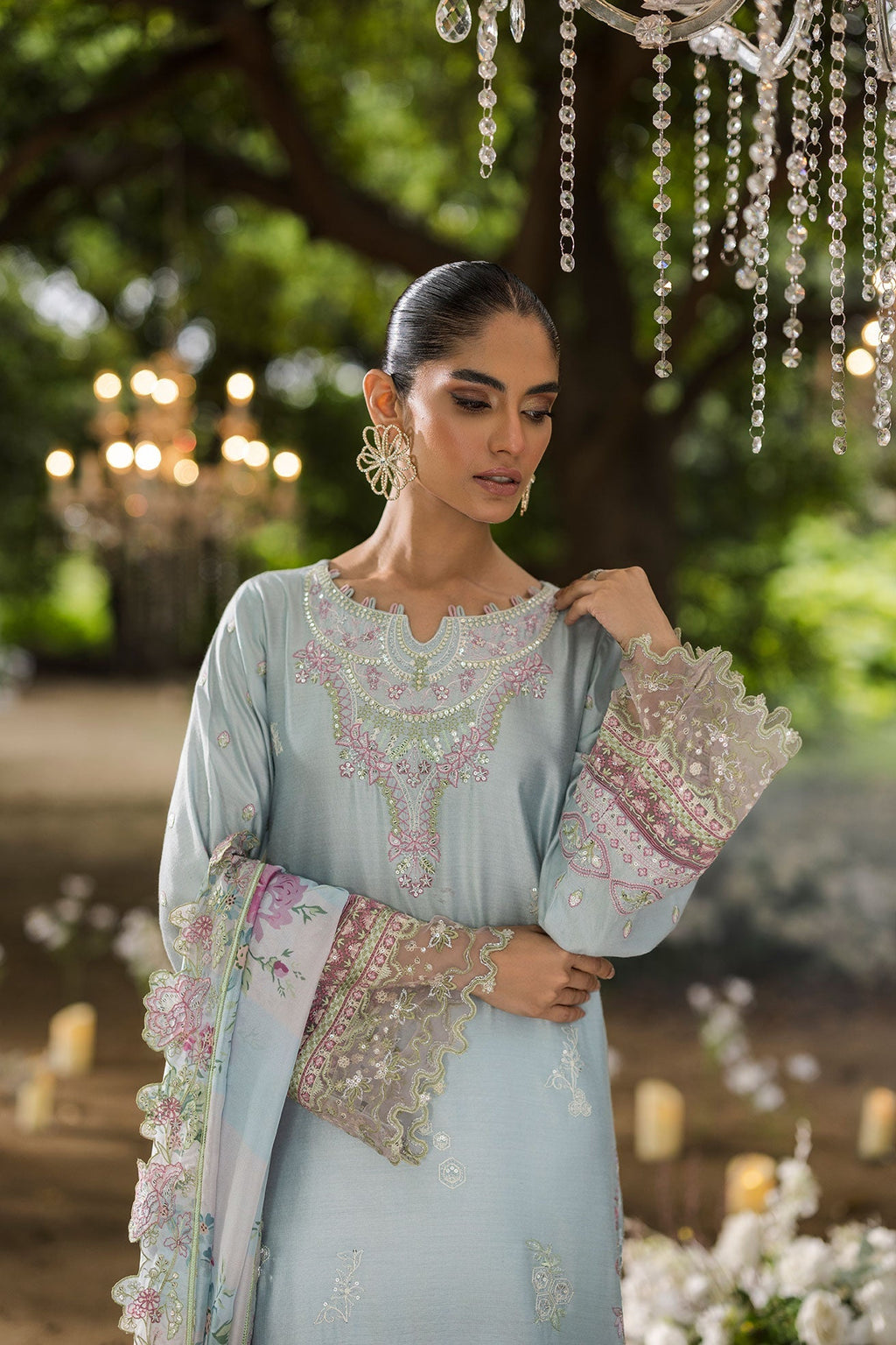 Dhanak | Jardin- Festive Stitched | SS25DU-3208 SKY BLUE 3Pcs