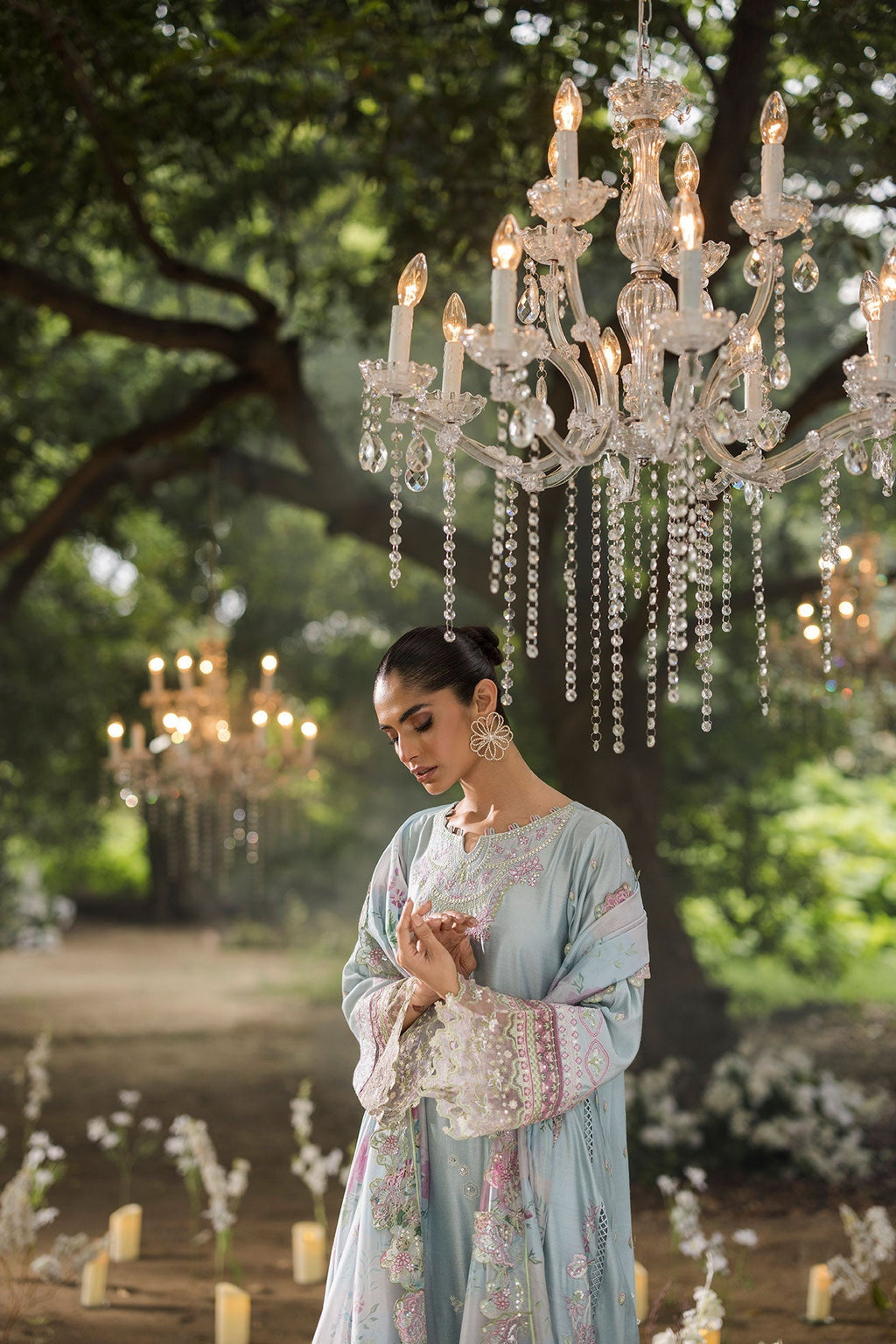 Dhanak | Jardin- Festive Stitched | SS25DU-3208 SKY BLUE 3Pcs