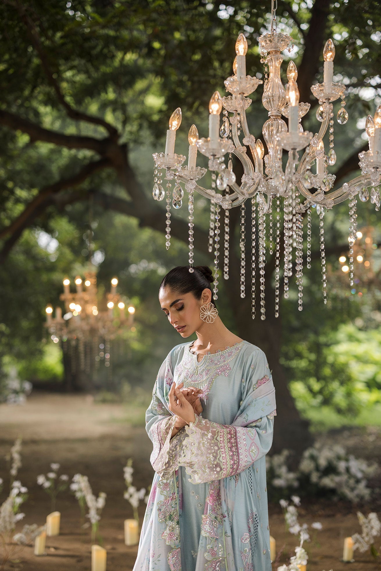 Dhanak | Jardin- Festive Stitched | SS25DU-3208 SKY BLUE 3Pcs