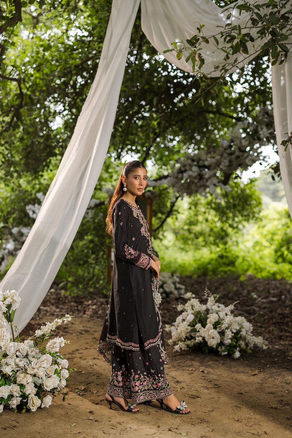 Dhanak | Jardin- Festive Stitched | SS25DU-3209 BLACK 3Pcs