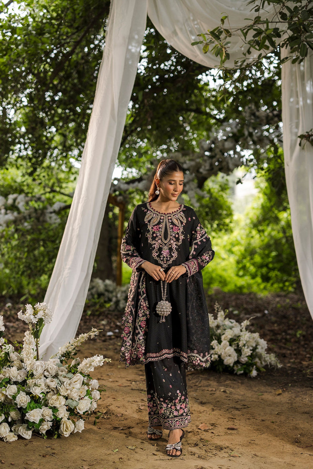 Dhanak | Jardin- Festive Stitched | SS25DU-3209 BLACK 3Pcs