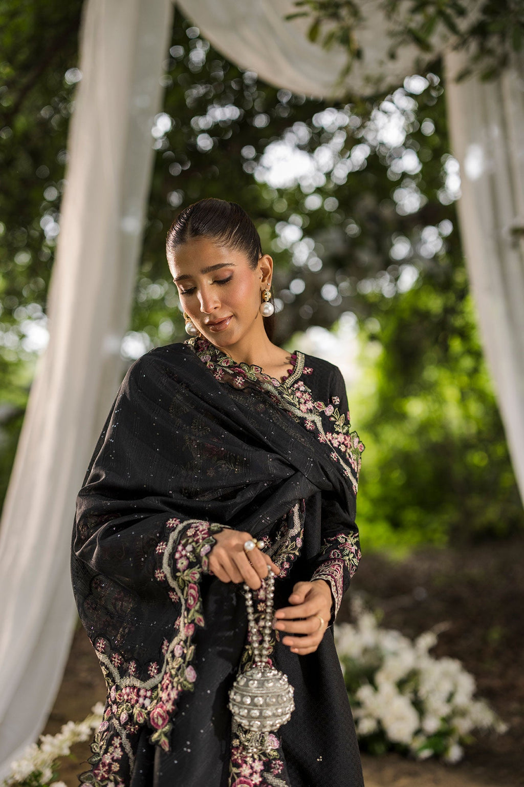 Dhanak | Jardin- Festive Stitched | SS25DU-3209 BLACK 3Pcs