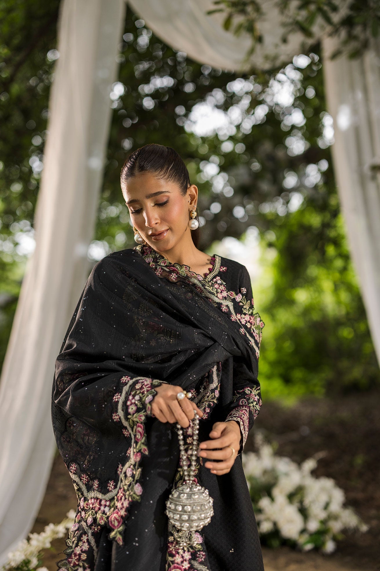 Dhanak | Jardin- Festive Stitched | SS25DU-3209 BLACK 3Pcs