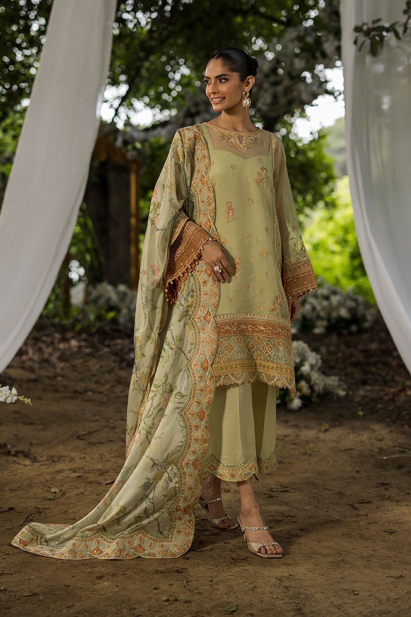 Dhanak | Jardin- Festive Stitched | SS25DU-3212 GREEN 3Pcs