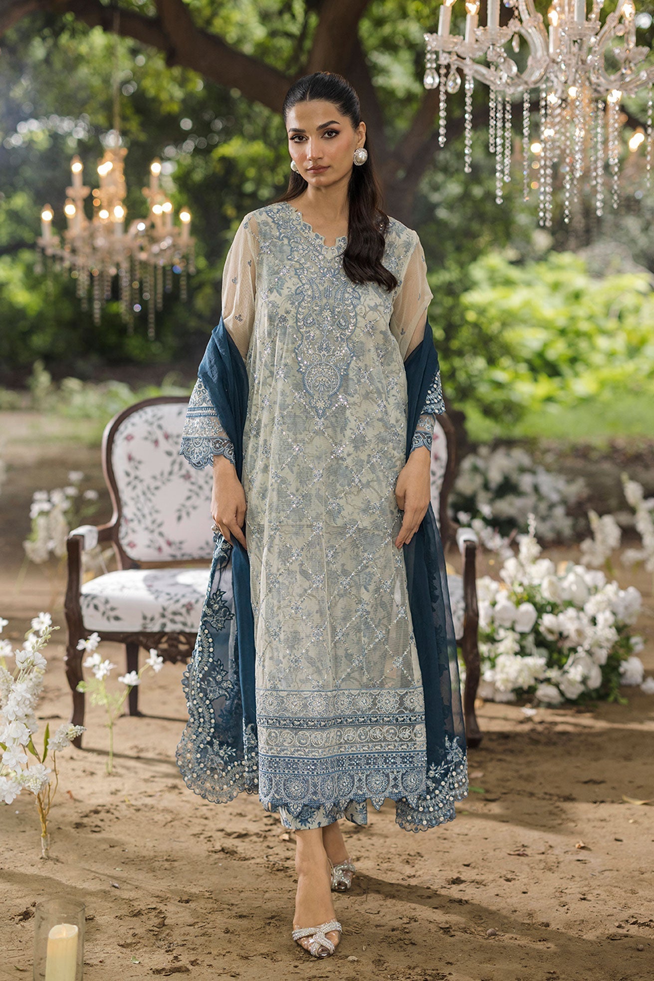 Dhanak | Jardin- Festive Stitched | SS25DU-3213 GREY 3Pcs