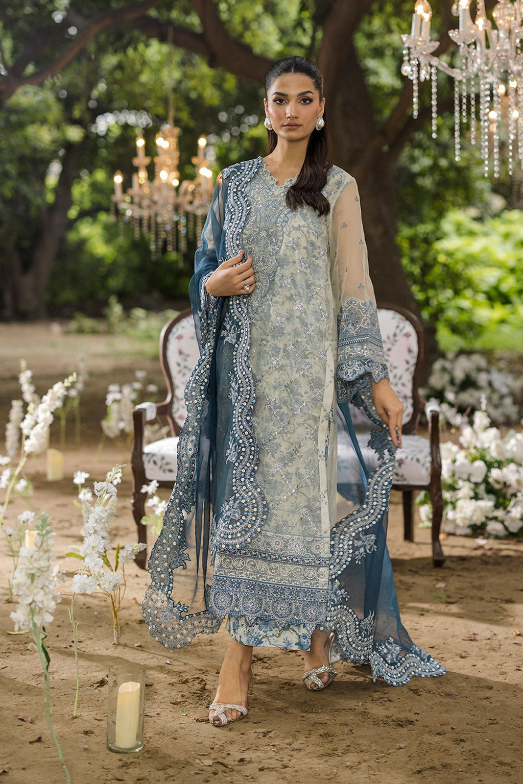 Dhanak | Jardin- Festive Stitched | SS25DU-3213 GREY 3Pcs