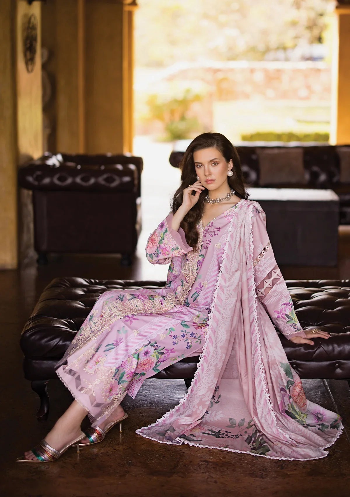 Elaf Premium Print Chikankari Lawn 3Pc Suit ECT-04B DELPHINE