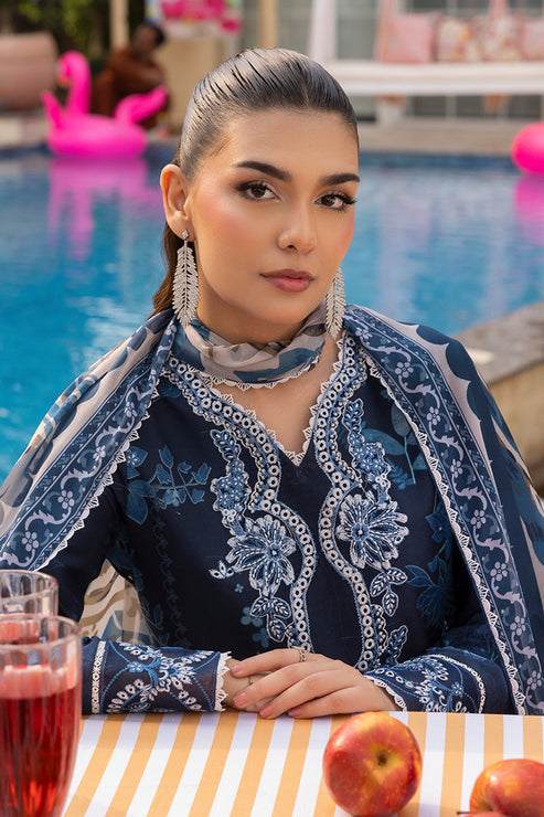 Saad Shaikh | Lawn 25 | Navy Blue - Blue Mirage