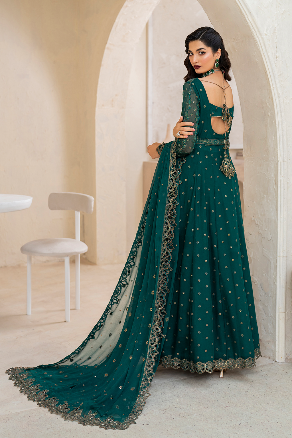 Iznik | Chinnon Chiffon | CC-47 Embroidered Chiffon - House Of Anaya
