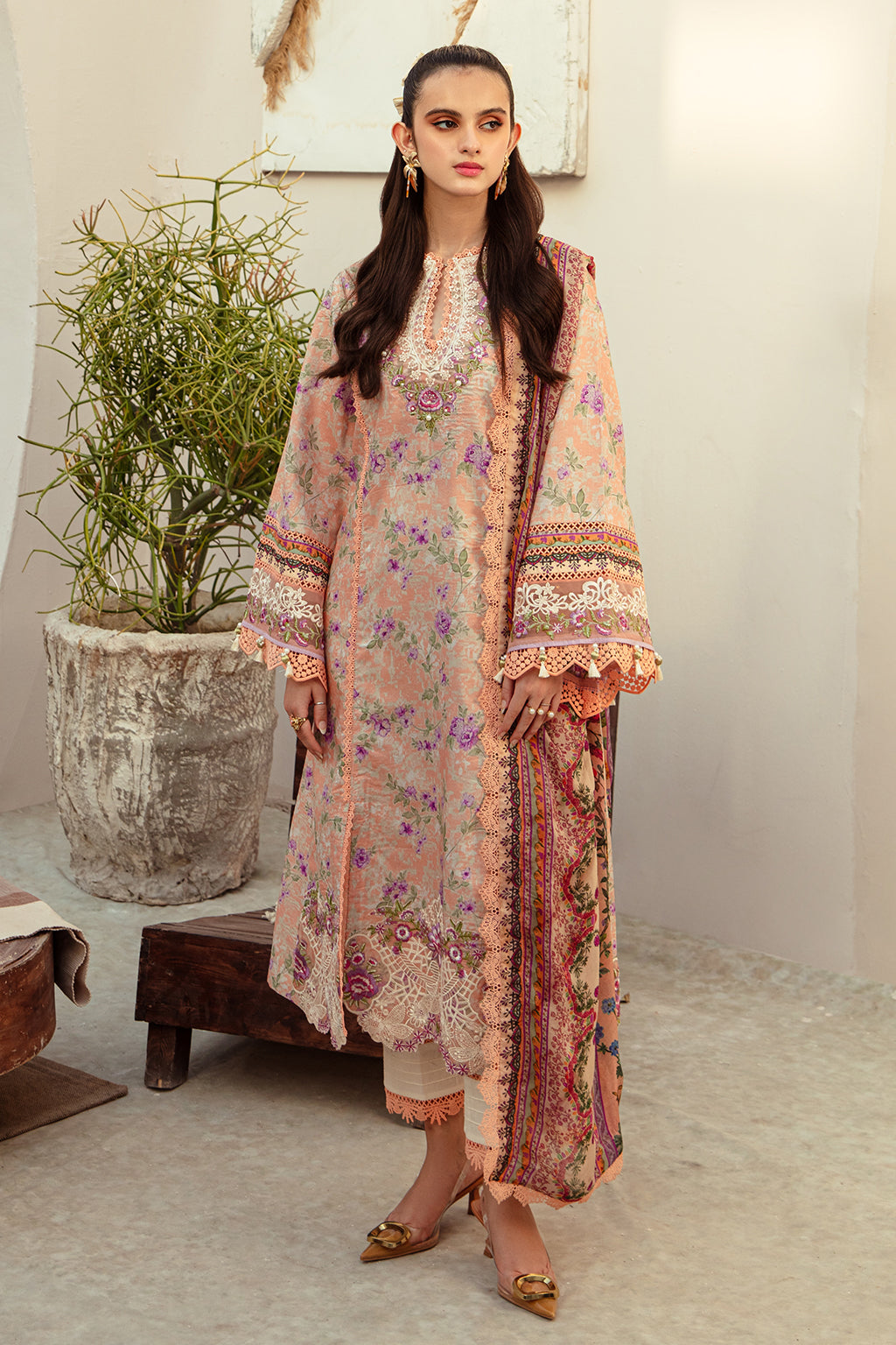 AJR Couture | Alif Affordable Lawn 24 | CORAL BLUSH - House Of Anaya