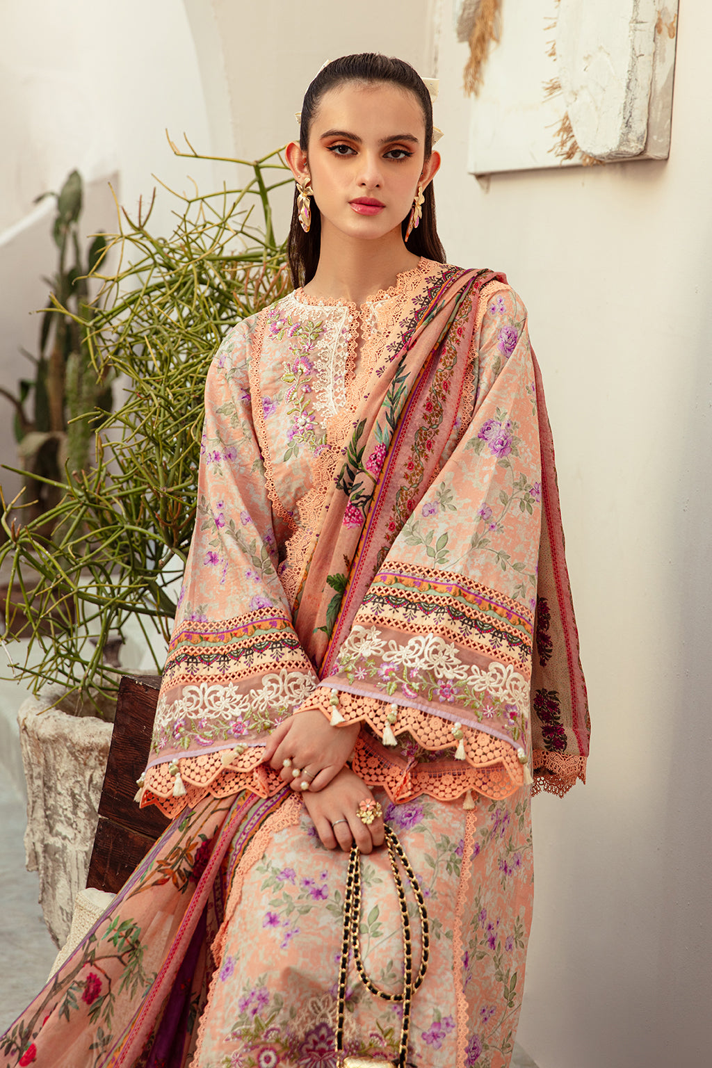 AJR Couture | Alif Affordable Lawn 24 | CORAL BLUSH - House Of Anaya