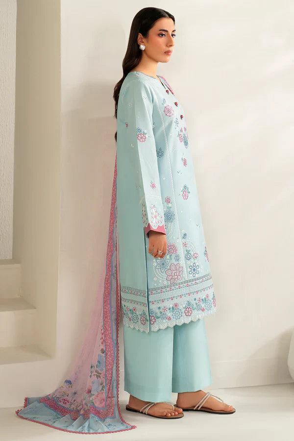 Farasha | Summer Weaves Embroidered lawn'26 | Blue Slate